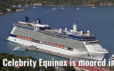 Celebrity Equinox is moored in the port of Charlotte Amalie, 08. February 2010