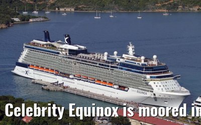 Celebrity Equinox is moored in the port of Charlotte Amalie, 08. February 2010