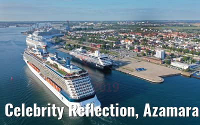 Celebrity Reflection, Azamara Journey, AIDAdiva, Regal Princess in Warnemünde 03.08.2019