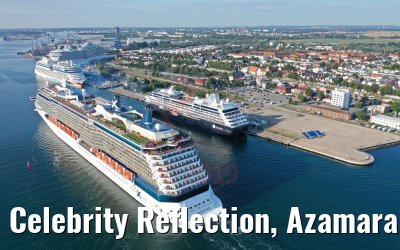 Celebrity Reflection, Azamara Journey, AIDAdiva, Regal Princess in Warnemünde 03.08.2019