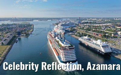 Celebrity Reflection, Azamara Journey, AIDAdiva, Regal Princess in Warnemünde 03.08.2019