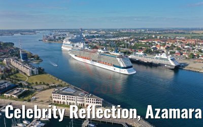 Celebrity Reflection, Azamara Journey, AIDAdiva, Regal Princess in Warnemünde 03.08.2019