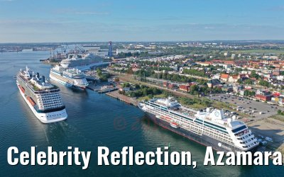 Celebrity Reflection, Azamara Journey, AIDAdiva, Regal Princess in Warnemünde 03.08.2019