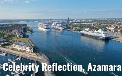 Celebrity Reflection, Azamara Journey, AIDAdiva, Regal Princess in Warnemünde 03.08.2019
