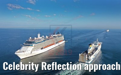 Celebrity Reflection approaching the port of Warnemuende 03.08.2019