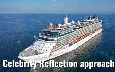 Celebrity Reflection approaching the port of Warnemuende 03.08.2019