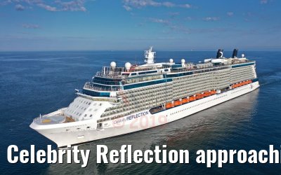 Celebrity Reflection approaching the port of Warnemuende 03.08.2019