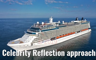 Celebrity Reflection approaching the port of Warnemuende 03.08.2019