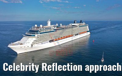 Celebrity Reflection approaching the port of Warnemuende 03.08.2019