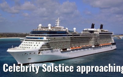 Celebrity Solstice approaching port of Nassau, Bahamas, 18. April 2009