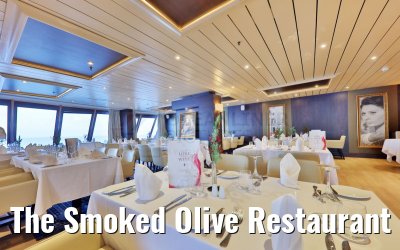 The Smoked Olive Restaurant Celestyal Journey evening set-up