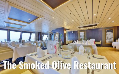 The Smoked Olive Restaurant Celestyal Journey evening set-up