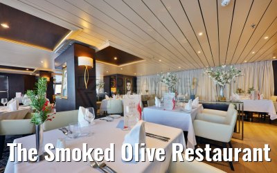 The Smoked Olive Restaurant Celestyal Journey evening set-up