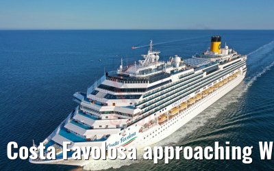 Costa Favolosa approaching Warnemünde cruise port 26.07.2019