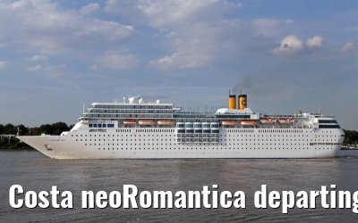 Costa neoRomantica departing port of Hamburg 06. August 2015