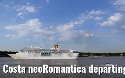 Costa neoRomantica departing port of Hamburg 06. August 2015