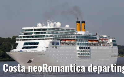 Costa neoRomantica departing port of Hamburg 06. August 2015