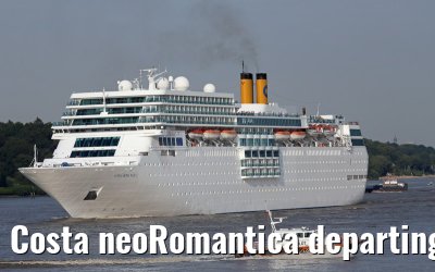 Costa neoRomantica departing port of Hamburg 06. August 2015
