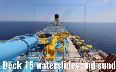 Deck 15 waterslides and sundeck view Costa Venezia