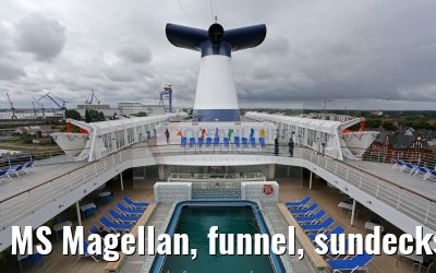 MS Magellan, funnel, sundecks, main pool and pool grill