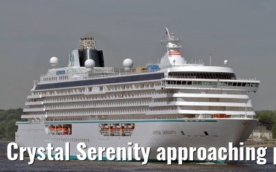 Crystal Serenity approaching port of Hamburg, 09. May 2011