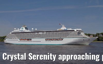 Crystal Serenity approaching port of Hamburg, 09. May 2011