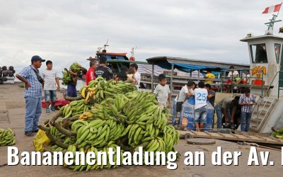 Bananenentladung an der Av. La Marina in Iquitos 08.01.2015