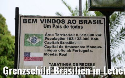 Grenzschild Brasilien in Leticia 09.01.2015