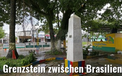 Grenzstein zwischen Brasilien und Kolumbien in Leticia am Amazonas 09.01.2015