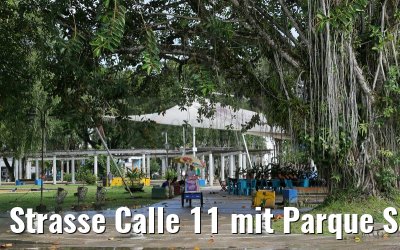 Strasse Calle 11 mit Parque Santander in Leticia 09.01.2015