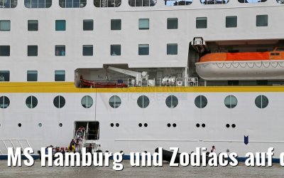 MS Hamburg und Zodiacs auf dem Amazonas 11.01.2015