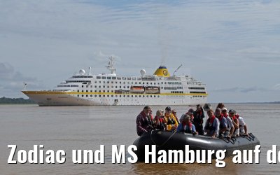 Zodiac und MS Hamburg auf dem Amazonas am Lago Uara 11.01.2015