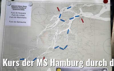 Kurs der MS Hamburg durch die Furos am Amazonas Delta 16.01.2015