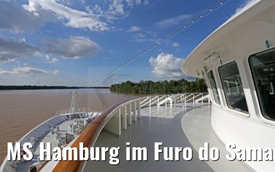 MS Hamburg im Furo do Samauma am Amazonas Delta in Brasilien 17.01.2015