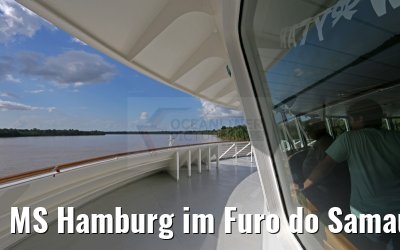 MS Hamburg im Furo do Samauma am Amazonas Delta in Brasilien 17.01.2015
