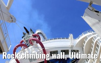 Rock climbing wall, Ultimate Abyss and Aqua Theater view Symphony of the Seas