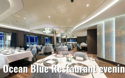 Ocean Blue Restaurant evening view Norwegian Encore