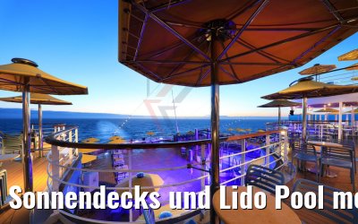 Sonnendecks und Lido Pool morgens Costa Favolosa