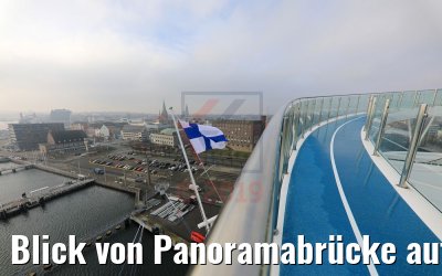Blick von Panoramabrücke auf Kiel neue Mein Schiff 2