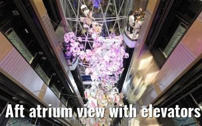 Aft atrium view with elevators Symphony of the Seas