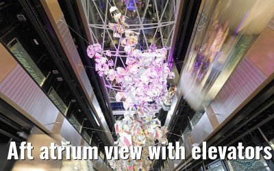 Aft atrium view with elevators Symphony of the Seas