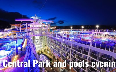 Central Park and pools evening view Symphony of the Seas