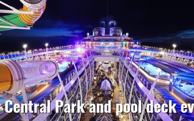 Central Park and pool deck evening view Symphony of the Seas