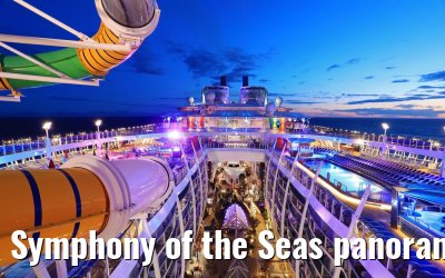 Symphony of the Seas panoramic view pool and Central Park at dusk