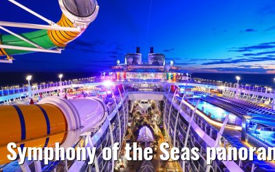 Symphony of the Seas panoramic view pool and Central Park at dusk