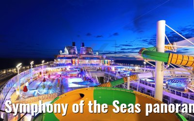 Symphony of the Seas panoramic view pool and Central Park at dusk
