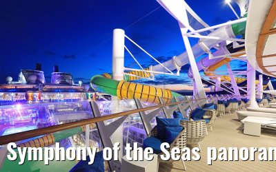 Symphony of the Seas panoramic view pool and Central Park at dusk