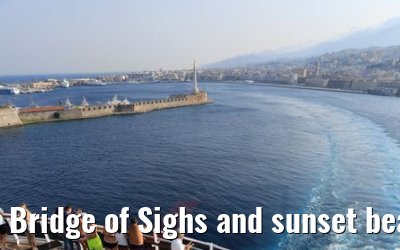 Bridge of Sighs and sunset beach pool view MSC Seaview