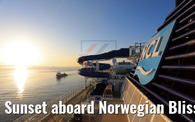 Sunset aboard Norwegian Bliss after departure Bremerhaven 19.04.2018