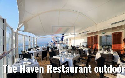 The Haven Restaurant outdoor evening view Norwegian Bliss